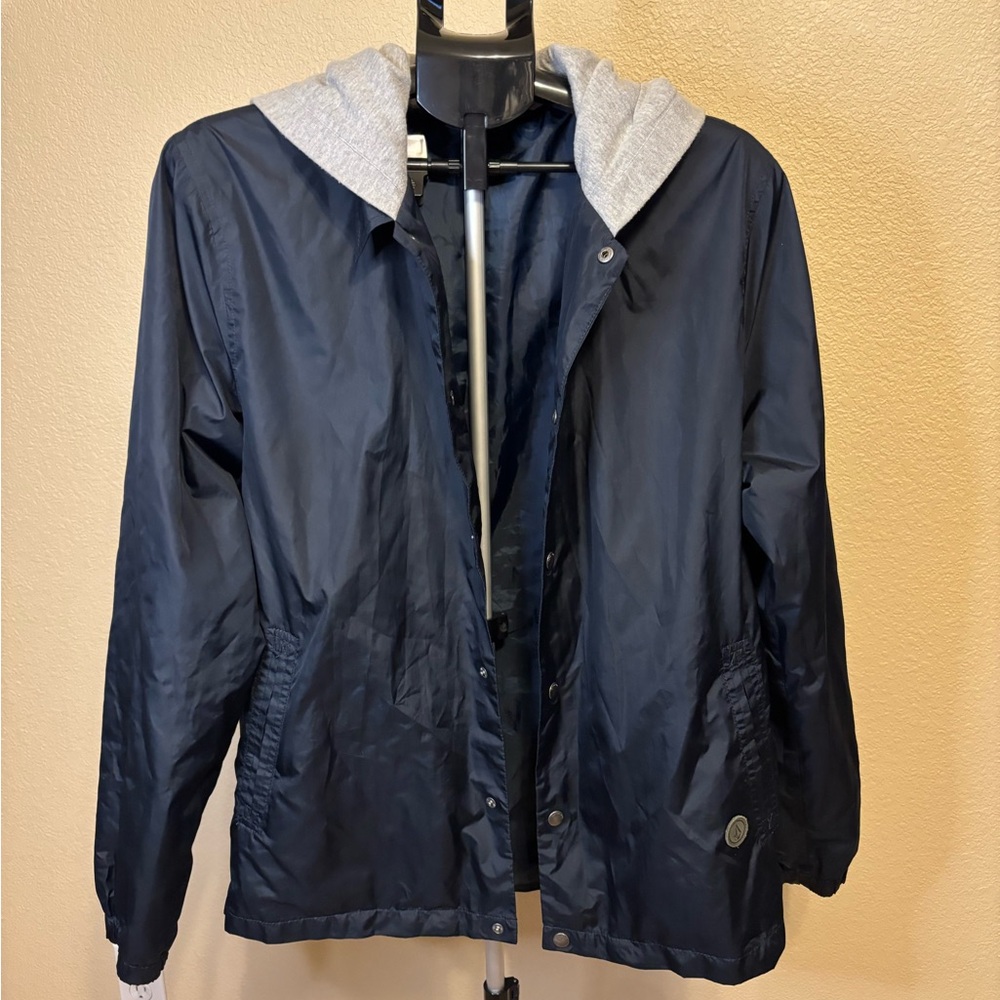 Volcom Dark Blue Windbreaker with‎ Gray Hood